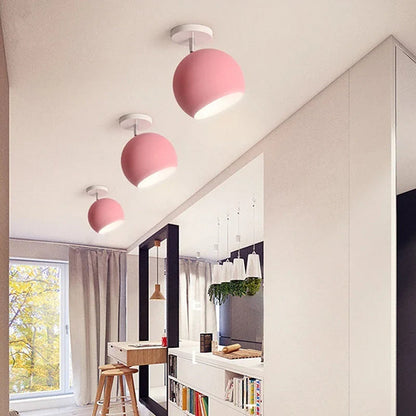 Nordic Macaron Ceiling Light | Modern Round Aluminum Lamp