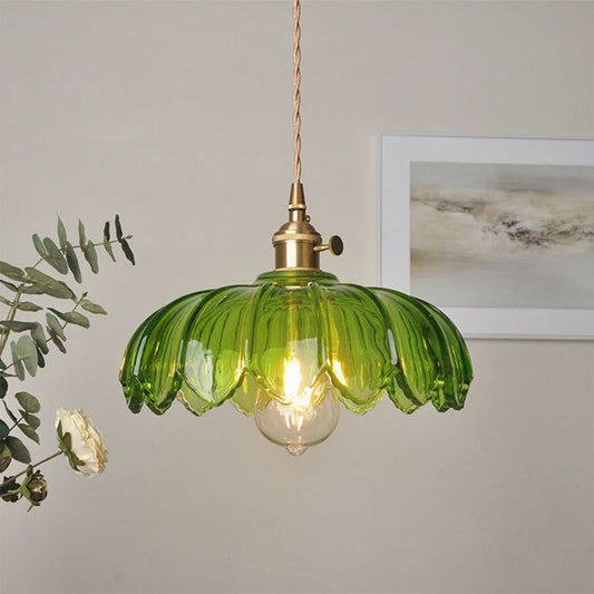 Vintage Flower Glass Pendant Light