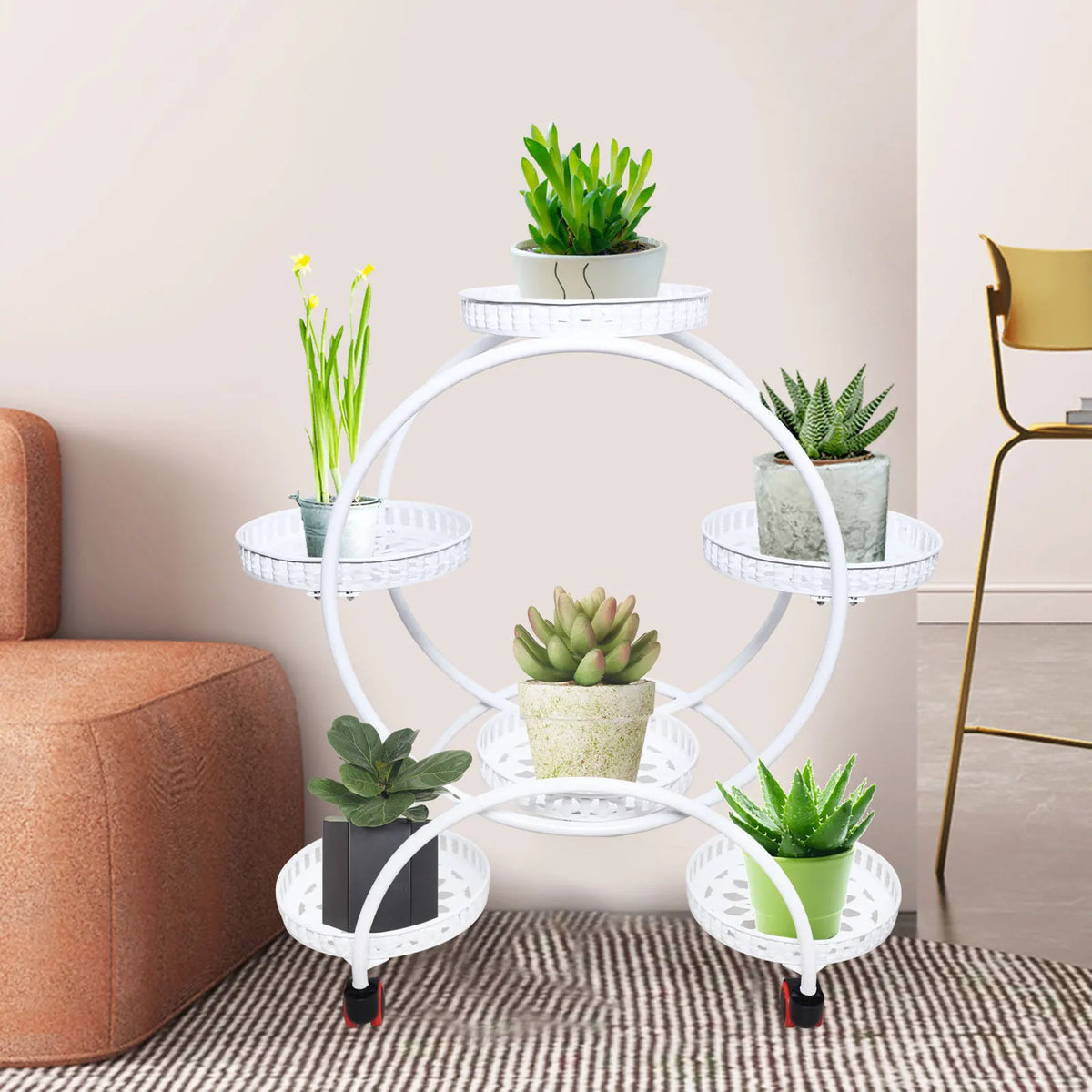 6-Tier Metal Plant Stand with Wheels | Indoor & Outdoor