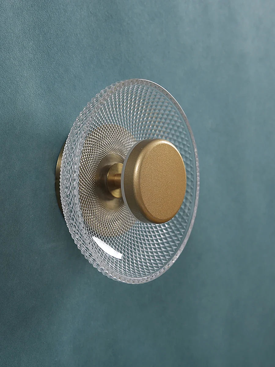Modern Colored Glass Wall Lamp | Textured LED Disc Light