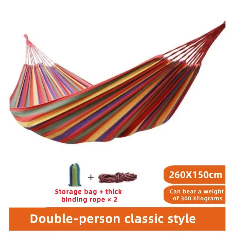 Striped Canvas Double Hammock | Indoor & Outdoor Swing Bed