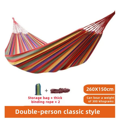 Striped Canvas Double Hammock | Indoor & Outdoor Swing Bed