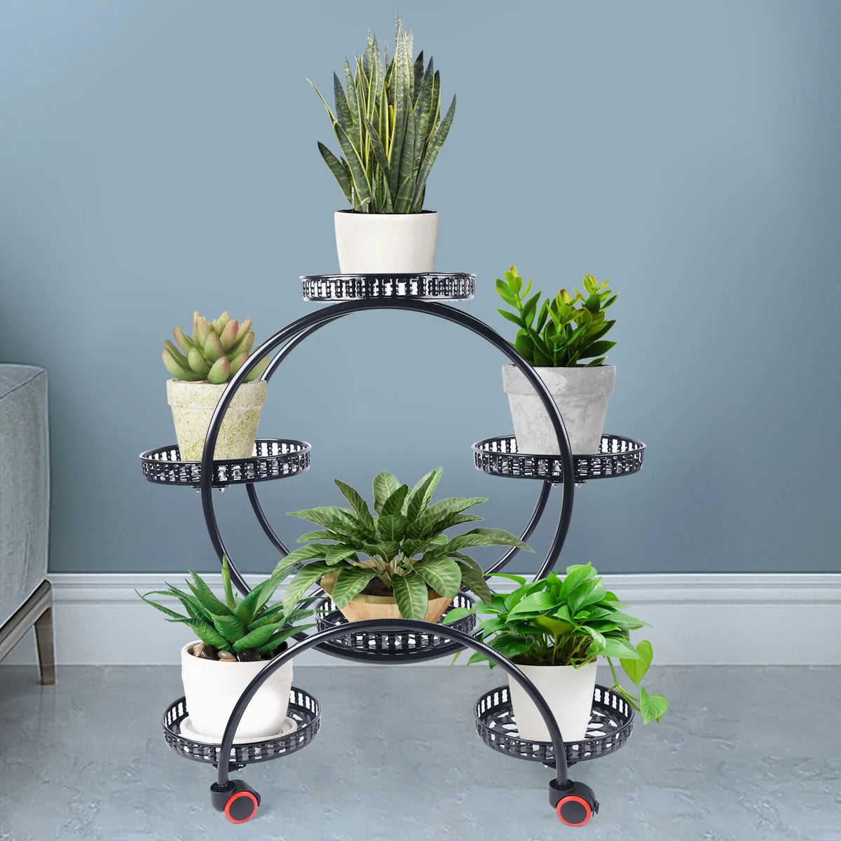 6-Tier Metal Plant Stand with Wheels | Indoor & Outdoor