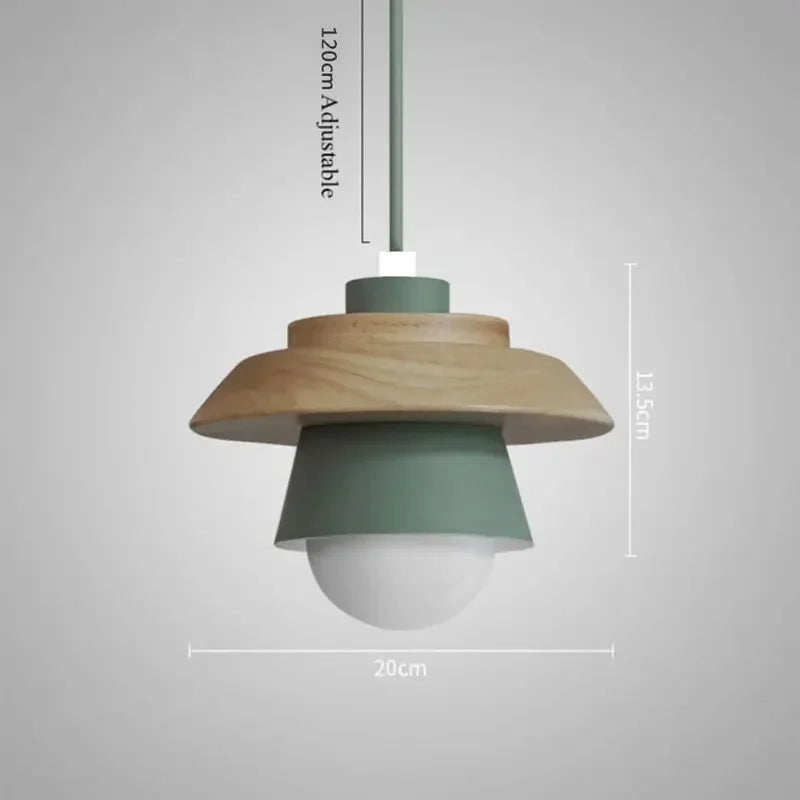 Nordic Wood Pendant Light | Colorful Macaron Design