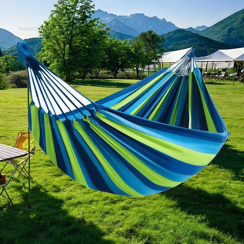 Striped Canvas Double Hammock | Indoor & Outdoor Swing Bed