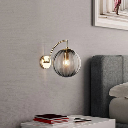 Modern Glass Ball Wall Lamp | Brass & Tinted Glass Design
