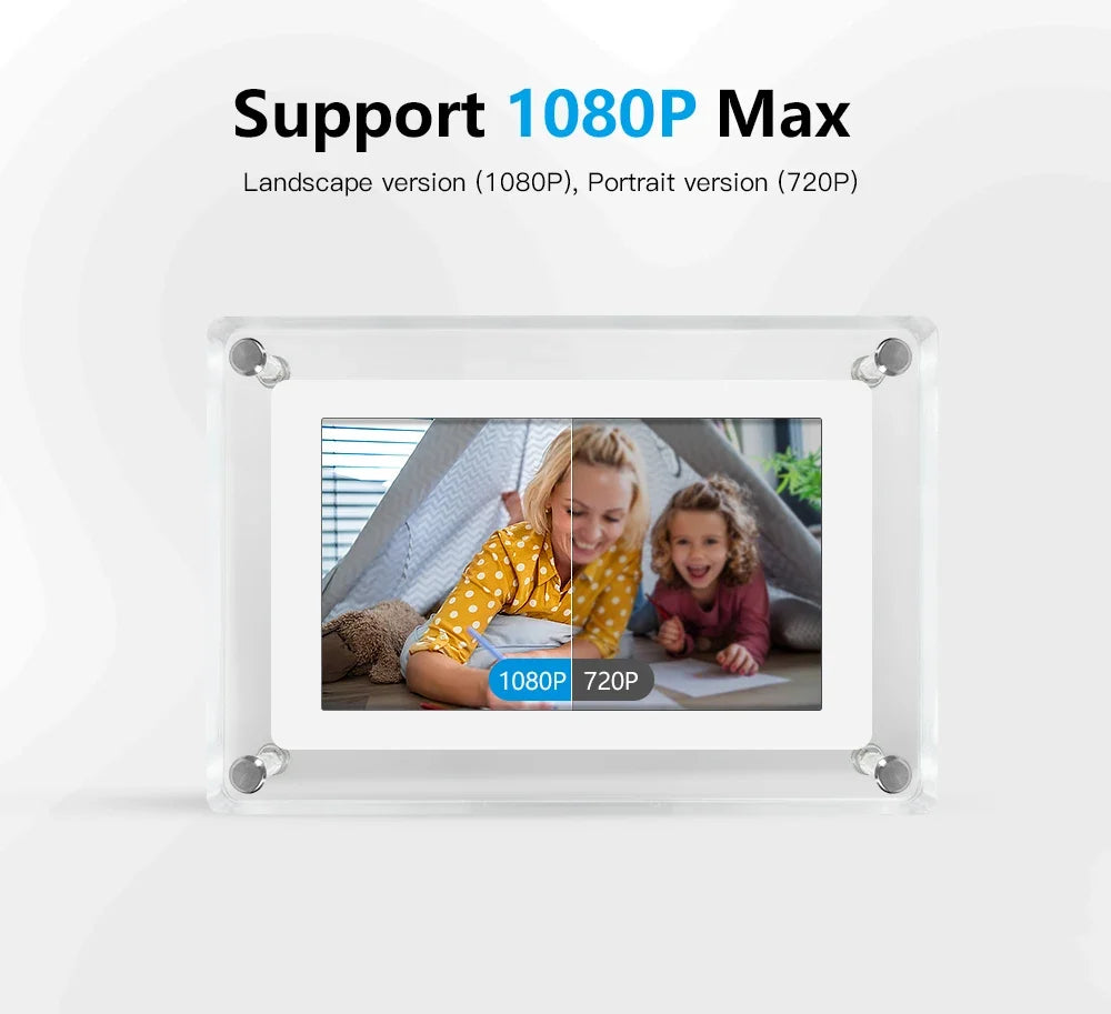 ClearFrame Acrylic Digital Photo Frame | Portable IPS Display