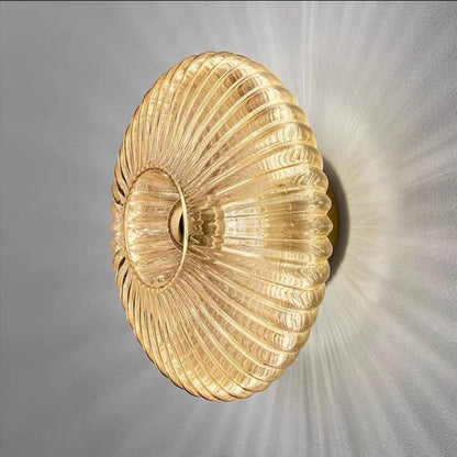 Nordic Vintage Glass Wall Sconce | Striped Round Disc Light