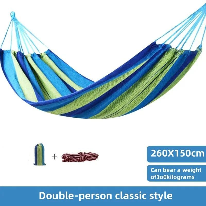 Striped Canvas Double Hammock | Indoor & Outdoor Swing Bed