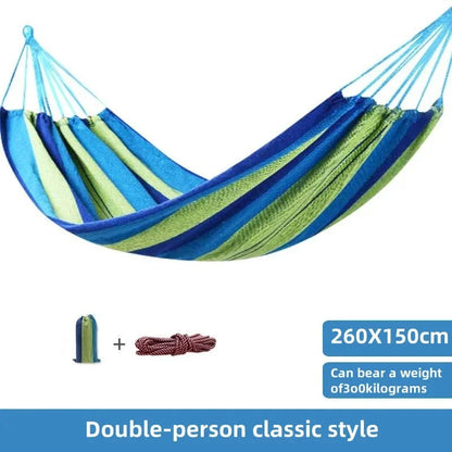 Striped Canvas Double Hammock | Indoor & Outdoor Swing Bed