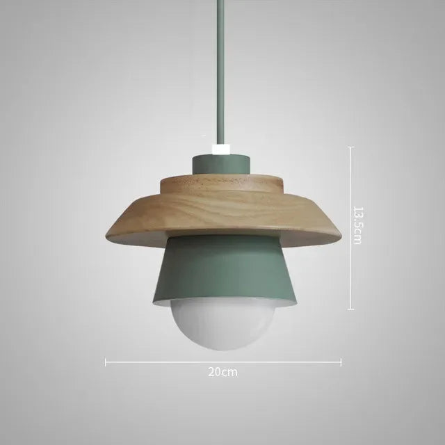 Nordic Wood Pendant Light | Colorful Macaron Design