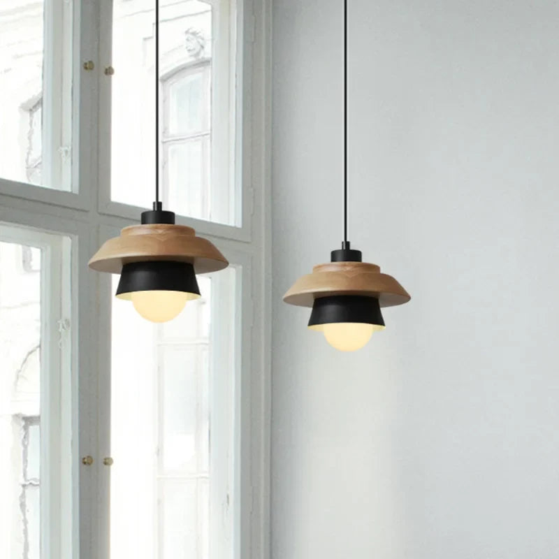 Nordic Wood Pendant Light | Colorful Macaron Design