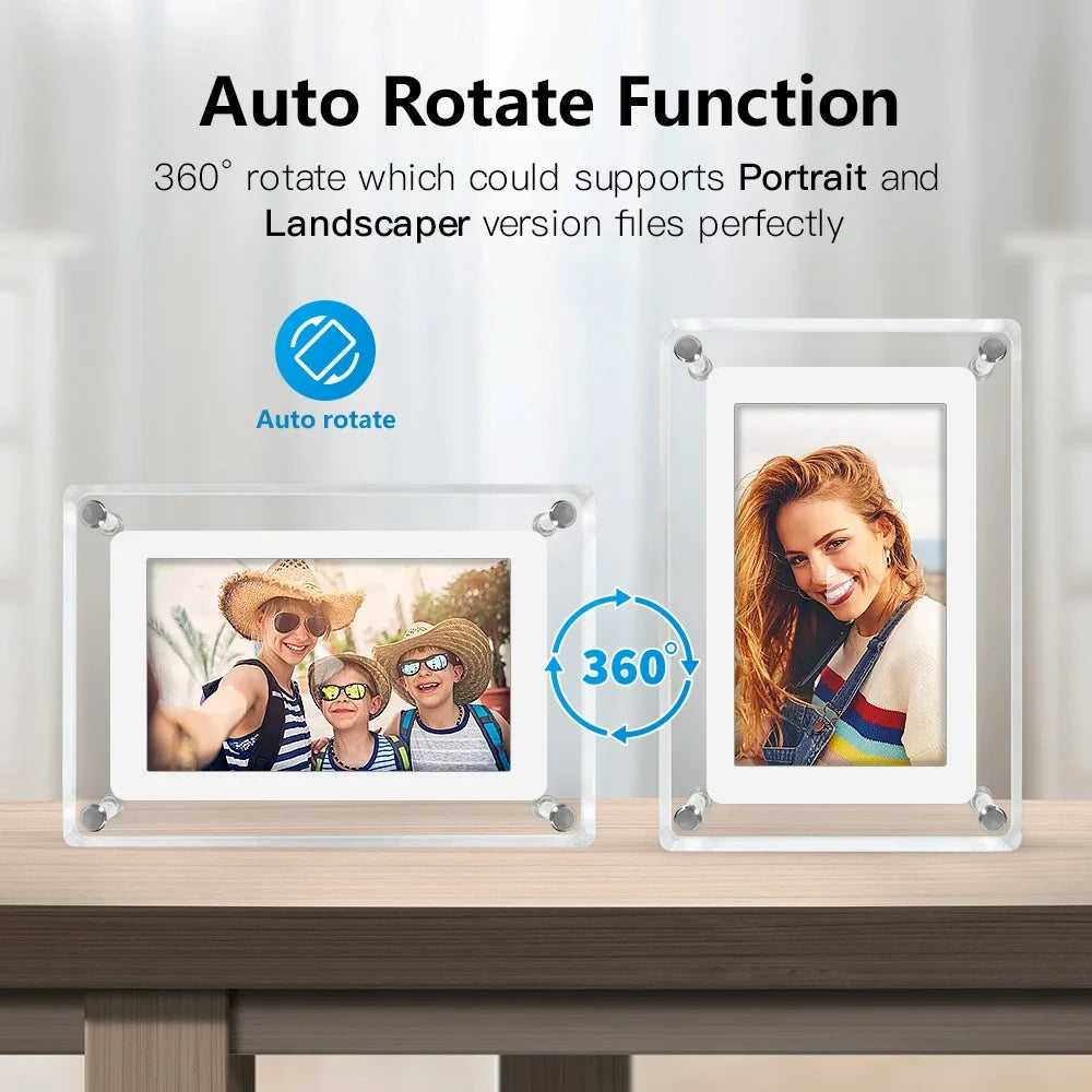 ClearFrame Acrylic Digital Photo Frame | Portable IPS Display