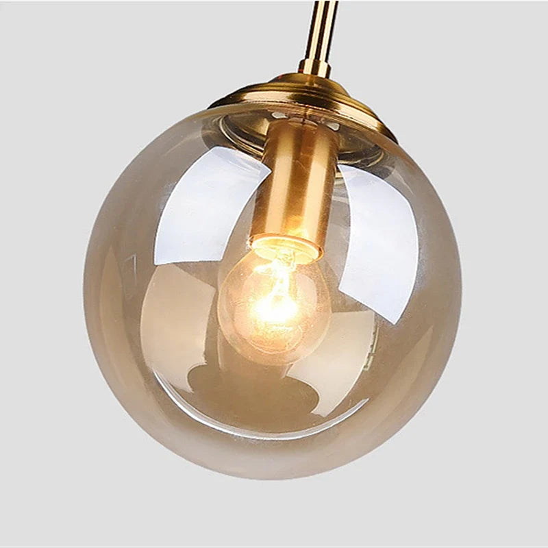 Modern Nordic Glass Globe Pendant Light | Amber, Smoke Grey, Clear Glass