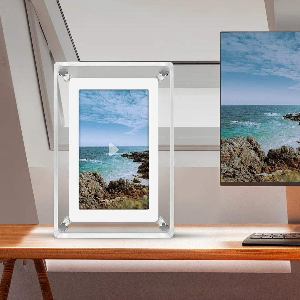ClearFrame Acrylic Digital Photo Frame | Portable IPS Display