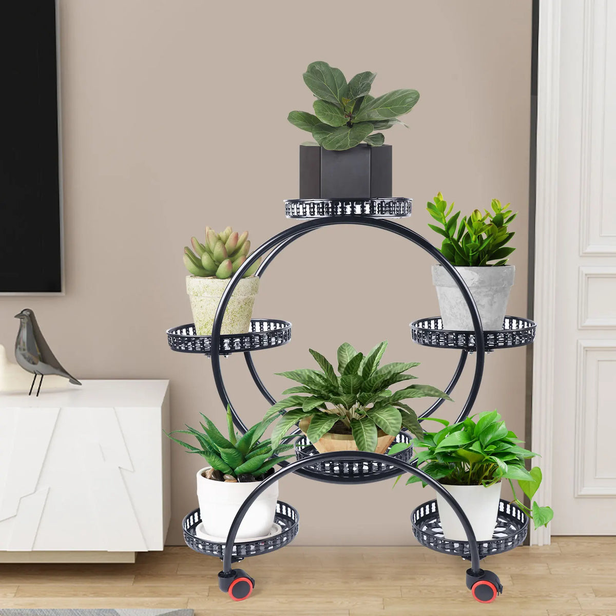 6-Tier Metal Plant Stand with Wheels | Indoor & Outdoor