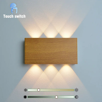 LumiBlock Rechargeable Wall Lamp | Minimalist Wood-Grain Design