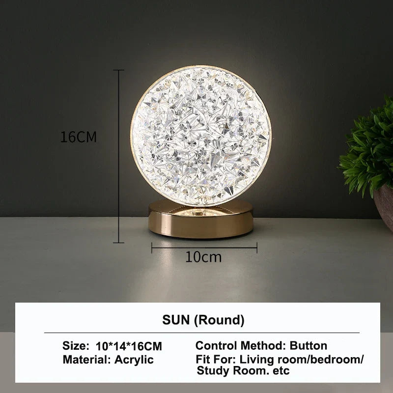 Stellora 3D Crystal Night Light | Rechargeable Touch Dimming Lamp