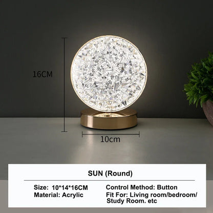 Stellora 3D Crystal Night Light | Rechargeable Touch Dimming Lamp