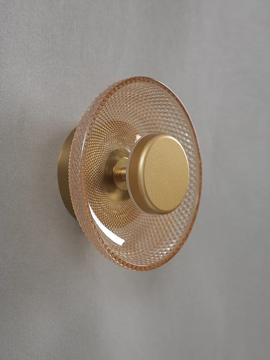 Modern Colored Glass Wall Lamp | Textured LED Disc Light