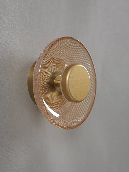 Modern Colored Glass Wall Lamp | Textured LED Disc Light