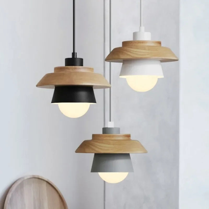 Nordic Wood Pendant Light | Colorful Macaron Design