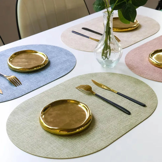 LinoMat Oval Faux Leather Placemats | Heat Resistant & Non-Slip