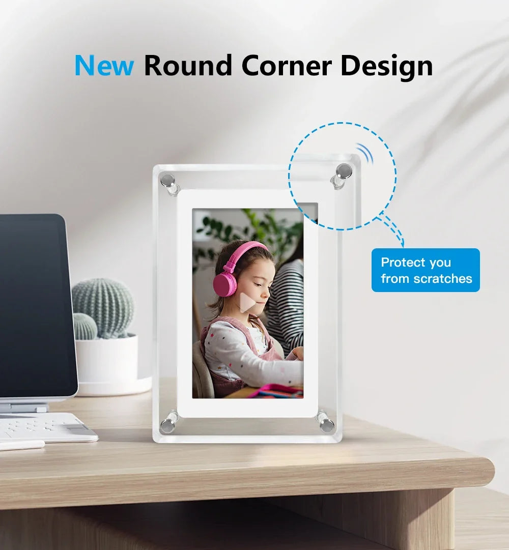 ClearFrame Acrylic Digital Photo Frame | Portable IPS Display
