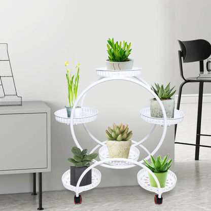 6-Tier Metal Plant Stand with Wheels | Indoor & Outdoor