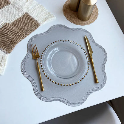FloraMat Round Faux Leather Placemats | Embossed Flower Design