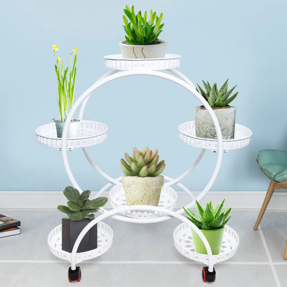 6-Tier Metal Plant Stand with Wheels | Indoor & Outdoor