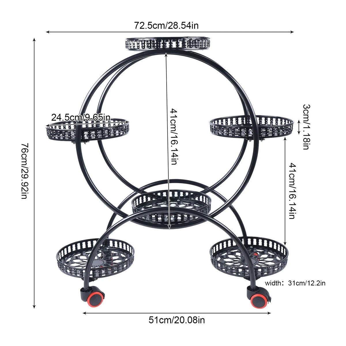 6-Tier Metal Plant Stand with Wheels | Indoor & Outdoor