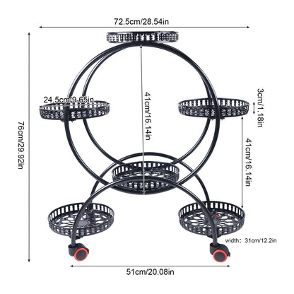 6-Tier Metal Plant Stand with Wheels | Indoor & Outdoor