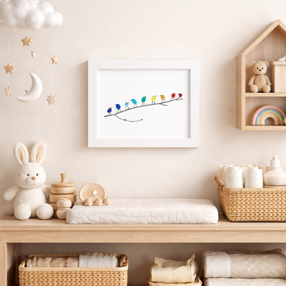 Sea Glass Birds on Driftwood | Framed Coastal Wall Art