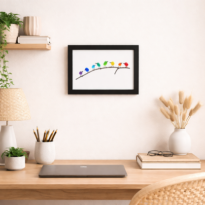 Sea Glass Birds on Driftwood | Framed Coastal Wall Art