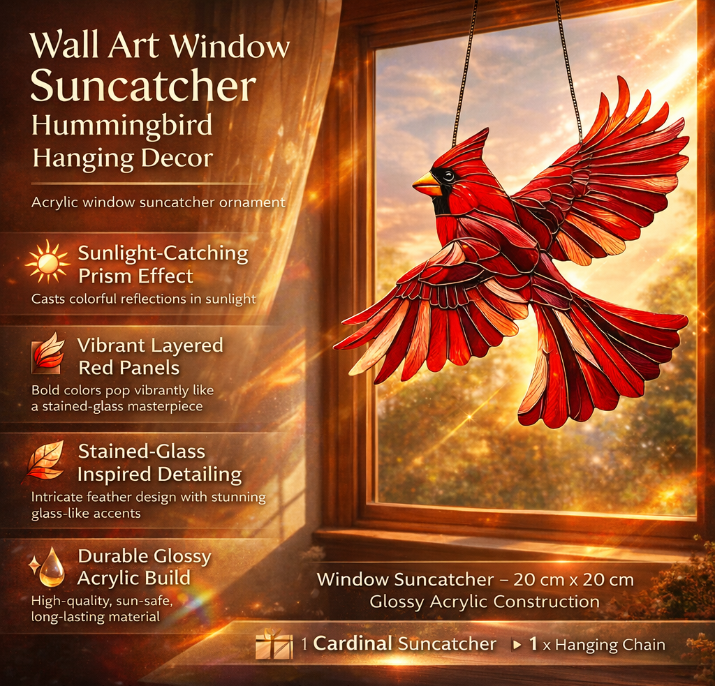 Stained Glass Bird Suncatcher | Hanging Window Decor