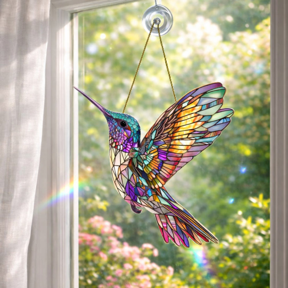 Stained Glass Bird Suncatcher | Hanging Window Decor
