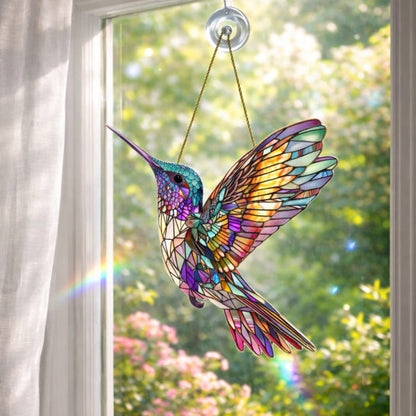 Stained Glass Bird Suncatcher | Hanging Window Decor