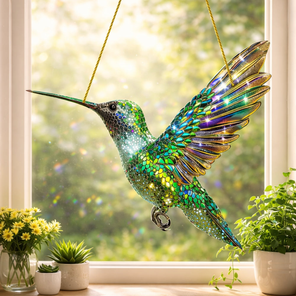 Stained Glass Bird Suncatcher | Hanging Window Decor