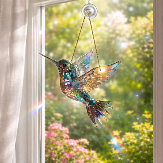 Stained Glass Bird Suncatcher | Hanging Window Decor