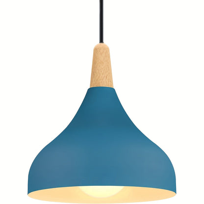 Modern Teardrop Pendant Light | Metal & Wood Hanging Lamp
