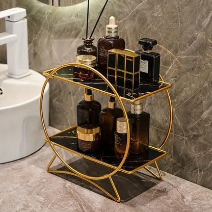 Two-Tier Bathroom Organizer | Metal Cosmetic & Skincare Shelf