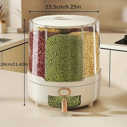Rotating Airtight Food Storage Container | 360° Grain Dispenser