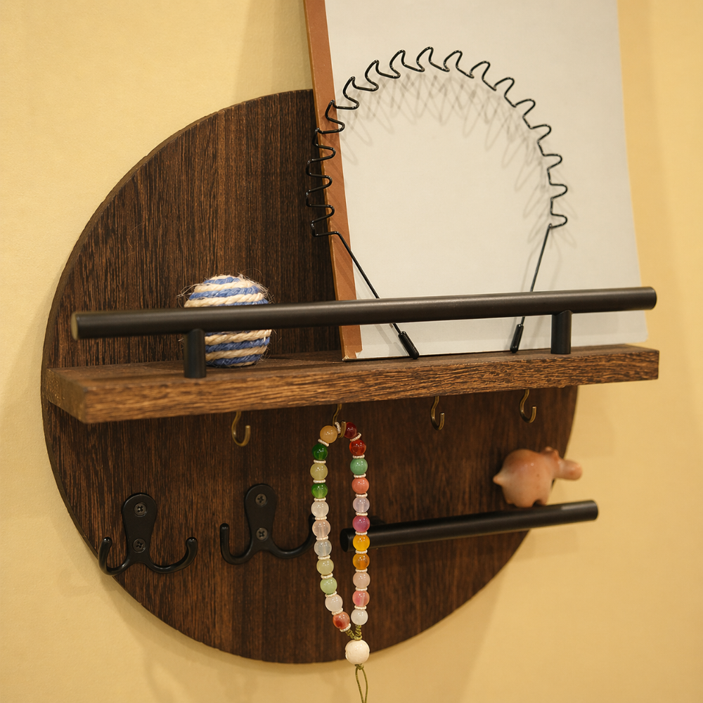 Round Wooden Key Holder | Stylish & Eco-Friendly Wall Organizer