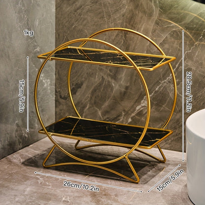 Two-Tier Bathroom Organizer | Metal Cosmetic & Skincare Shelf