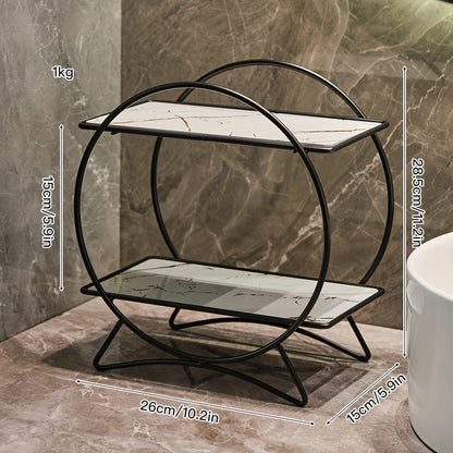 Two-Tier Bathroom Organizer | Metal Cosmetic & Skincare Shelf