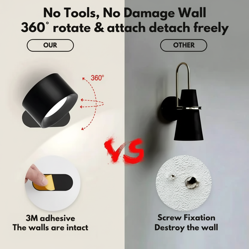 Rechargeable LED Wall Light | Adjustable Magnetic Mount