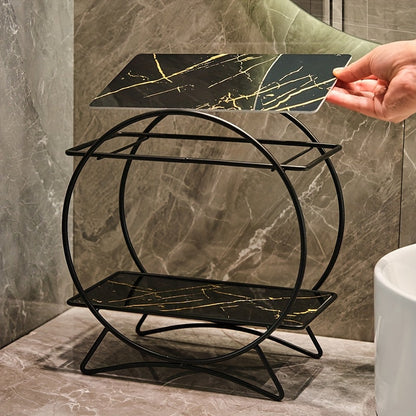 Two-Tier Bathroom Organizer | Metal Cosmetic & Skincare Shelf
