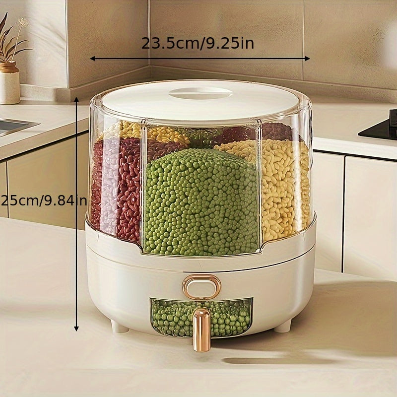 Rotating Airtight Food Storage Container | 360° Grain Dispenser