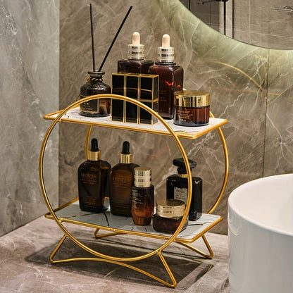 Two-Tier Bathroom Organizer | Metal Cosmetic & Skincare Shelf